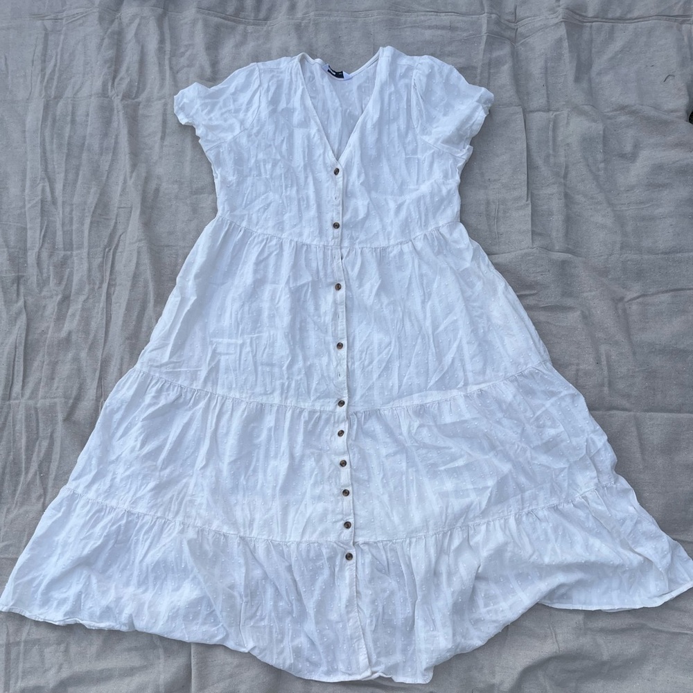 White button front midi dress